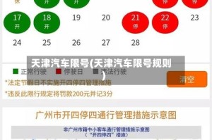 天津汽车限号(天津汽车限号规则)